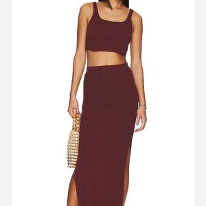 Free People Red Knit Two-Piece Set